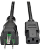 Hospital-Grade Power Cord, NEMA 5-15P to C13 - Green Dot, 10A, 125V, 18 AWG, 6 ft., Black -- P006-006-HG10 - Image