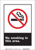 Brady B-120 Fiberglass Reinforced Polyester Rectangle White Smoking Not Permitted Sign - 10 in Width x 14 in Height - TEXT: NO SMOKING IN THIS AREA - 44996 - 754476-44996 - R. S. Hughes Company, Inc.