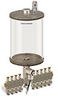 Levelux Clear View Multiple Feed Electro Lubricator, 1/2 gal Pyrex Reservoir, 9 Feeds, 1/8