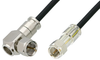 75 Ohm F Male to 75 Ohm F Male Right Angle Cable 24 Inch Length Using 75 Ohm PE-B159-BK Black Coax - PE38137/BK-24 - Pasternack