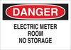 Brady B-401 Polystyrene Rectangle White Electrical Safety Sign - 10 in Width x 7 in Height - TEXT: DANGER ELECTRIC METER ROOM NO STORAGE - 25526 - 754476-25526 - R. S. Hughes Company, Inc.