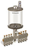 Levelux Clear View Multiple Feed Manual Lubricator, 1 qt Pyrex Reservoir, 8 Feeds, 1/8