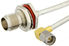 SMA Male Right Angle to TNC Female Bulkhead Semi-Flexible Precision Cable 6 Inch Length Using PE-SR402FL Coax, LF Solder, RoHS - PE39484-6 - Pasternack