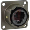 connector,metal circular panel mount receptacle,rj11 to pc board,bayonet,green -- 70026535