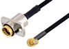 Slide-On BMA Jack 2 Hole Flange to SMP Female Right Angle Cable 12 Inch Length Using PE-SR405FLJ Coax - PE3C4870-12 - Pasternack