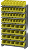 Akro-Mils 400 lb Yellow Gray Powder Coated Steel 16 ga Single Sided Fixed Rack - 36 3/4 in Overall Length - 50 Bins - Bins Included - APRSAST YELLOW -- APRSAST YELLOW - Image