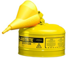 Justrite Yellow Steel 2 1/2 gal Safety Can - 11 1/2 in Height - 11 3/4 in Overall Diameter - 697841-14013 - 697841-14013 - R. S. Hughes Company, Inc.