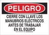 Brady B-302 Polyester Rectangle White Electrical Safety Sign - 10 in Width x 7 in Height - Laminated - Language Spanish - 124937 - 754473-72551 - R. S. Hughes Company, Inc.