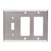 3-Gang 1 Toggle & 2 Decorative Combination Wall Plates, Stainless Steel Standard Size Polished Finish - 66SBS - Suzhou Ele Mfg Co., Ltd.