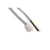 Amphenol MP-5FRJ11UNNS-001 Flat Silver Satin Modular Cables Plug to Tinned End, RJ11 (4 conductors) 1ft - Image