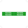 Brady B-946 White on Green Vinyl Self-Adhesive Pipe Marker - 1 1/8 in Height - 3/4 in Character Height - 7 in Length - Printed Msg = FRESH WATER - 7113-4 - 754476-91726 - R. S. Hughes Company, Inc.