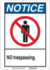 Brady B-401 High Impact Polystyrene Rectangle White Restricted Area / No Trespassing Sign - 7 in Width x 10 in Height - TEXT: NOTICE NO TRESPASSING - 45045 - 754476-45045 - R. S. Hughes Company, Inc.