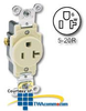 Leviton Side Wired 20A/125v Single Receptacle - 5351 - TelephoneStuff.com