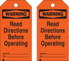 Brady Bradylam B-140 Fiberglass / Polyester / Vinyl Rectangle White Machine & Equipment Sign - Laminated - TEXT: WARNING Read Directions Before Operating - 37975 - 754473-16817 - R. S. Hughes Company, Inc.