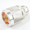 N Male (Plug) to UHF Female (Jack) Adapter, Silver Plated Brass Body, 1.25 VSWR -- SM2143 - Image