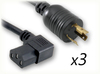 LOCKING NEMA L6-20P to IEC-60320-C13 RIGHT ANGLE x 3 HOME // Power Cords // High Voltage Power Cords // Locking Blade Power Cords - 0710.072 - Quail Electronics