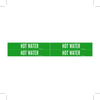Brady B-946 White on Green Vinyl Self-Adhesive Pipe Marker - 1 1/8 in Height - 3/4 in Character Height - 7 in Length - Printed Msg = HOT WATER - 7374-4 - 754473-67438 - R. S. Hughes Company, Inc.