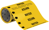 Brady B-946 Black on Yellow Vinyl Self-Adhesive Pipe Marker - 8 in Height - 30 ft Length - Printed Msg = WATER with Left Arrow - 41481 - 754476-41481 - R. S. Hughes Company, Inc.