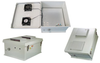 18x16x08 Fiberglass Polyester FRP Weatherproof Outdoor IP24 NEMA 3R Enclosure, 120 VAC MNT PLT, User Adjustable Thermostat Heat & Fan Gray - TEF181608-1HFA2 - Transtector Systems, Inc.