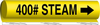 Brady B-689 Black on Yellow Polyester Wrap-Around Pipe Marker - 1/2 in Character Height - Printed Msg = 400# STEAM with Right Arrow - 5619-O - 754476-56401 - R. S. Hughes Company, Inc.