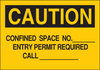 Brady B-302 Polyester Rectangle Yellow Confined Space Sign - 14 in Width x 10 in Height - Laminated - TEXT: CAUTION - 84007 - 754476-84007 - R. S. Hughes Company, Inc.