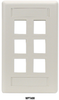 6-port Office White Single-Gang Keystone Wallplate - WPT480 - Black Box