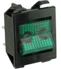 Switch, Snap-In AC Rocker, MIDSize, 16A@125VAC/250VAC; DPST, ON-NONE-OFF, GREEN - 70155710 - Allied Electronics, Inc.