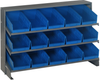 Sloped Bench Rack, 3Shelves, 15Bins, Blu; Shelving Unit Type Quantum Storage - 44AC6432 - Newark, An Avnet Company