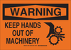 Brady B-302 Polyester Rectangle Orange Machine & Equipment Sign - 14 in Width x 10 in Height - Laminated - TEXT: WARNING KEEP HANDS OUT OF MACHINERY - 23927 - 754473-16645 - R. S. Hughes Company, Inc.