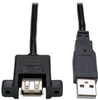 USB 2.0 Panel Mount Extension Cable (A/A M/F), 6-in. -- U024-06N-PM