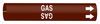 Brady Bradysnap-On B-915 White on Brown Plastic Snap-On Pipe Marker - 3/4 in Character Height - Printed Msg = GAS with Right Arrow - 4322-B - 754473-67224 - R. S. Hughes Company, Inc.
