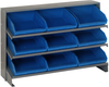 Sloped Bench Rack, 3Shelves, 9Bins, Blue; Shelving Unit Type Quantum Storage - 44AC6444 - Newark, An Avnet Company
