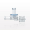 Dual Check Valve, Female Luer Lock Inlet, Male Luer with Swivel Nut Outlet, Female Luer Lock Control Port; 3 psi CP - 79004 - Qosina Corp.