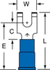 3M Scotchlok Blue Non-Locking Butted Vinyl Butted Fork & Spade Terminal MVU14-6FFBK - 0.85 in Length - 0.3 in Fork Width - #6 Stud - 054007-01633 - R. S. Hughes Company, Inc.