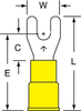3M Scotchlok Yellow Non-Locking Brazed Vinyl Brazed Fork & Spade Terminal MV10-6FX - 1.03 in Length - 0.38 in Fork Width - #6 Stud - 051128-58761 - R. S. Hughes Company, Inc.