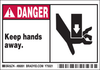 Brady B-302 Black / Red on White Polyester Machine & Equipment Safety Label - 5 in Width - 3 1/2 in Height - Printed Text = DANGER - KEEP HANDS AWAY. - 86891 - 754476-86891 - R. S. Hughes Company, Inc.