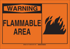 Brady B-401 Polystyrene Rectangle Orange Chemical, Biohazard, Hazardous & Flammable Material Sign - 10 in Width x 7 in Height - TEXT: WARNING FLAMMABLE AREA - 21719 - 754473-21719 - R. S. Hughes Company, Inc.