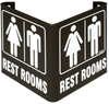 Brady Acrylic V Shape Brown Restroom Sign - 9 in Width x 6 in Height - TEXT: REST ROOMS - V1RR45A -- 754476-49391 - Image