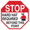 Brady B-401 Polystyrene Octagon White Personal Protection Equipment (PPE) Sign - 24 in Width x 24 in Height - TEXT: HARD HAT REQUIRED BEYOND THIS POINT - 124541 - 754473-80923 - R. S. Hughes Company, Inc.