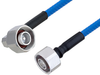 Plenum 4.1/9.5 Mini DIN Male to 4.1/9.5 Mini DIN Male Right Angle Low PIM Cable 12 Inch Length Using SPP-250-LLPL Coax , LF Solder - PE3C5847-12 - Pasternack