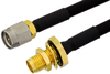SMA Male to SMA Female Bulkhead Semi-Flexible Precision Cable 18 Inch Length Using PE-SR402FLJ Coax, LF Solder, RoHS - PE39441-18 - Pasternack