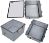 18x16x10 Polycarbonate Weatherproof Outdoor IP66 NEMA 4X Enclosure, 120 VAC MNT PLT, Mechanical Thermostat Heat Clear Lid DKGY -- TEWPC181610-1H0 - Image