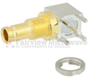 RA 75 Ohm 1.0/2.3 Jack Bulkhead Push-On PCB Connector Thru Hole Solder, Gold Plated Brass Body, Length 0.809 In -- FMCN1113 - Image