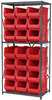 Akro-Mils Akrobin 6500 lb Adjustable Red Gray Powder Coated Steel 22 ga Open Adjustable Fixed Shelving System - 24 Bins - 6500 lb Total Capacity - AS2479287 RED - AS2479287 RED - R. S. Hughes Company, Inc.