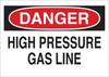 Brady B-401 Polystyrene Rectangle White Chemical, Biohazard, Hazardous & Flammable Material Sign - 14 in Width x 10 in Height - TEXT: DANGER HIGH PRESSURE GAS LINE - 25447 - 754476-25447 - R. S. Hughes Company, Inc.