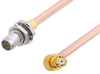 Slide-On BMA Plug Bulkhead to SMP Female Right Angle Cable 6 Inch Length Using RG405 Coax - PE3C4896-6 - Pasternack