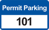 Brady Black / Blue on White Rectangle Vinyl Parking Permit Label - 3 1/2 in Width - 2 in Height - Printed Text = PERMIT PARKING - Print Number(s) = 101 to 200 - 96254 - 754476-96254 - R. S. Hughes Company, Inc.