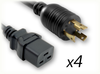 LOCKING NEMA L6-30P to IEC-60320-C19 X 4 HOME // Power Cords // High Voltage Power Cords // Locking Blade Power Cords - 0729.036 - Quail Electronics