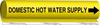 Brady B-689 Black on Yellow Polyester Wrap-Around Pipe Marker - 1 1/4 in Character Height - Printed Msg = DOMESTIC HOT WATER SUPPLY with Right Arrow - 5677-II - 754476-92719 - R. S. Hughes Company, Inc.