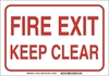 Brady B-120 Fiberglass Reinforced Polyester Rectangle White Emergency & Fire Exit Sign - 10 in Width x 7 in Height - TEXT: FIRE EXIT KEEP CLEAR - 132140 -- 754473-83295 - Image